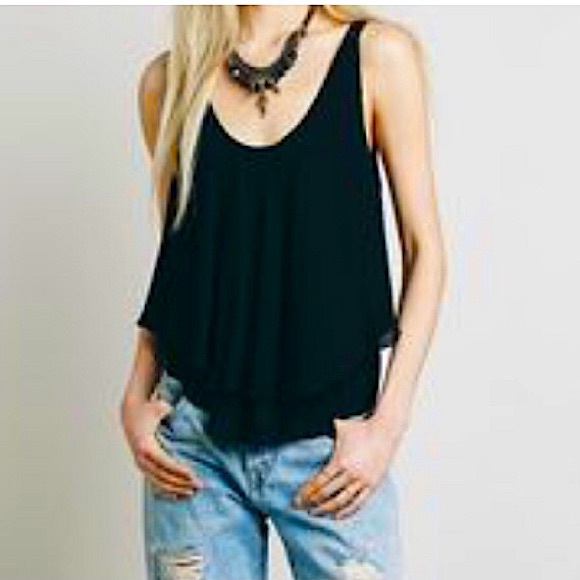 Free People Tops - Free People Gauze Double Up Tank Top